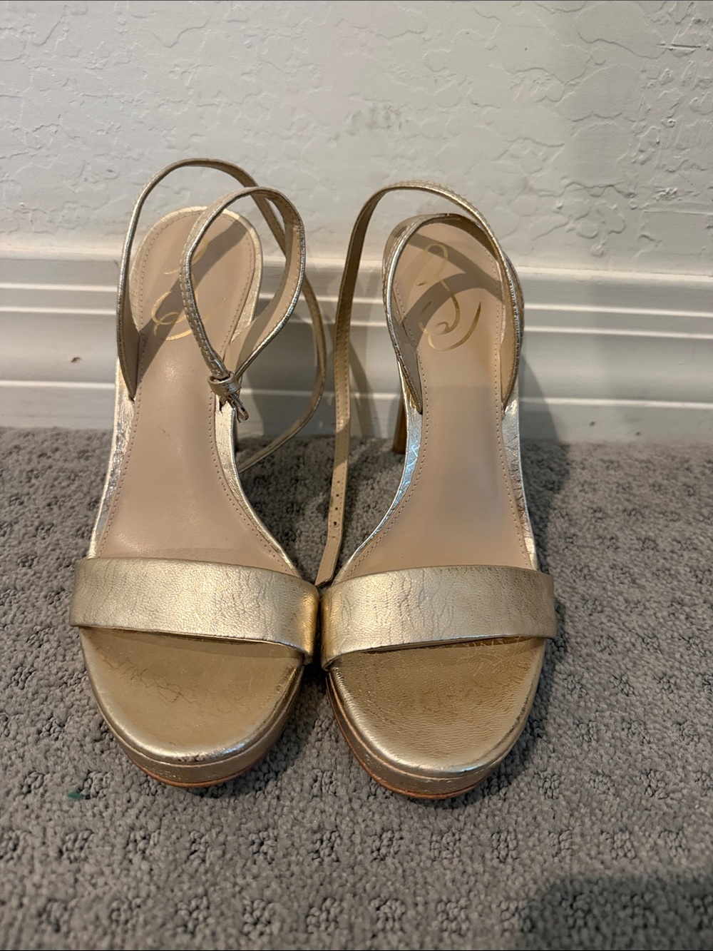 Sam Edelman Metallic Gold Slingback Platform Heels